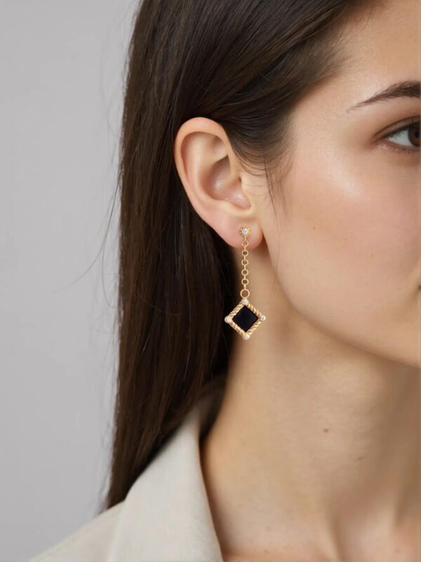 Olympia Earrings with lab-grown diamonds and enamel - Image 3