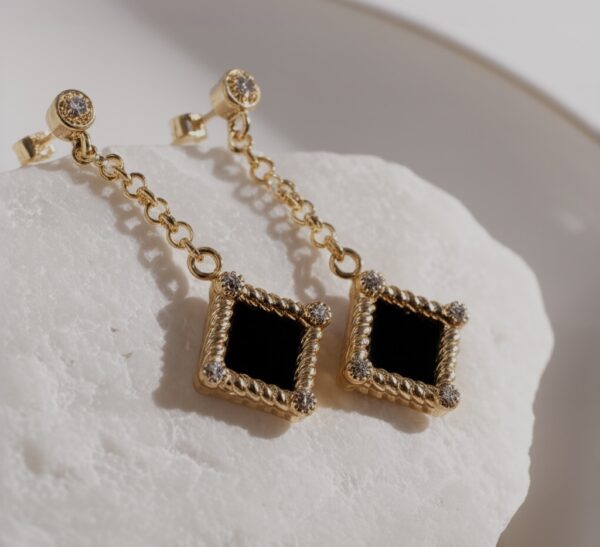 Olympia Earrings with lab-grown diamonds and enamel